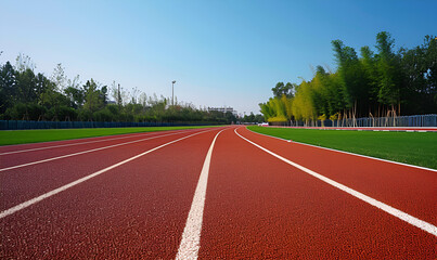 Fototapeta premium Pristine Running Track Smooth Surface Ready for Run