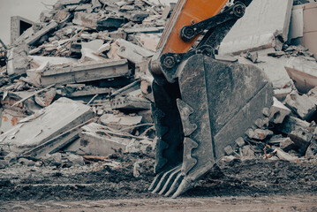 construction equipment destroys affected houses war in Ukraine