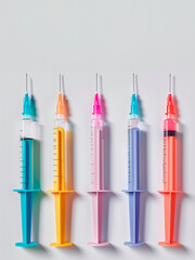 colorful syringes isolated in white