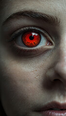 Naklejka premium Image of woman with scary demonic red eyes 9