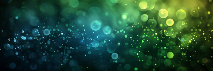 Dark green  bokeh background, dark blue and emerald   colors with bokeh lights. St. Patrick's Day, banner