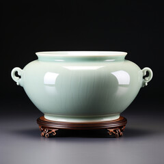 Front view of Ru kiln porcelain, simple appearance, distinctive, real, high-definition, super high quality сreated with Generative Ai