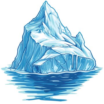recommend clip art: T-shirt design vector style clipart giant iceberg in the winter ice cold ocean, isolated on white background
