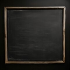 blank blackboard with wooden frame on dark background. 3d illustration