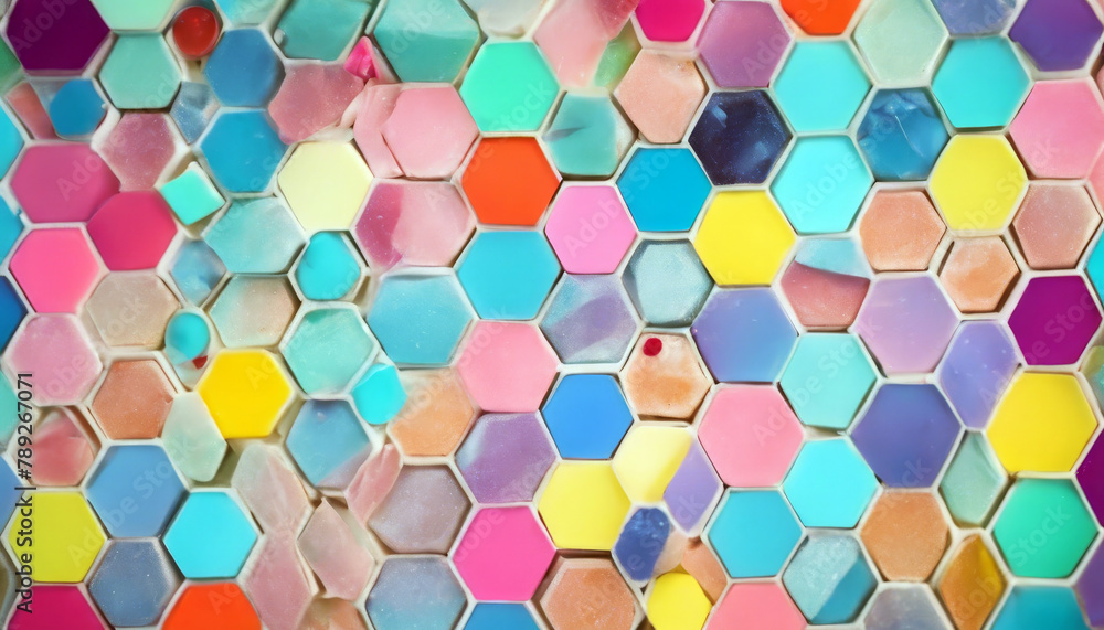 Aufkleber mosaic shape tile pattern confetti vivid geometric size various colour random colorful pastel colour