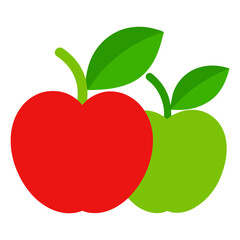 red and green apple with leaf icon svg