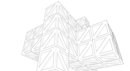 abstract architecture modular construction 3d