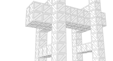 abstract architecture modular construction 3d