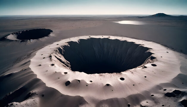 Pictures of huge craters on a desolate alien wilderness
