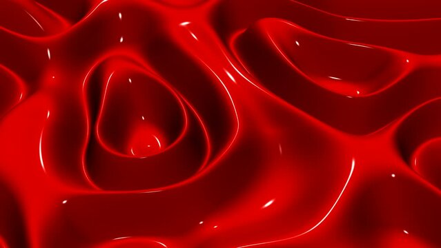 Background with Waves of Red Paint, Looped, 3D Render, Unique Design
