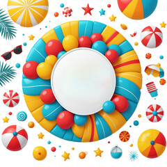 Obraz premium Summer 3d realistic background with clouds, daisies, grass, leaves and product podium on Isolated transparent background png. generated with AI