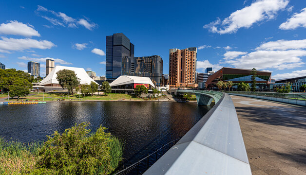 Adelaide city on the banks of the River Torrens. Adelaide. South Australia.