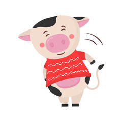 Color bulls chinese new year 2021 symbol, animals with horns, cow. Animal holidays cartoon character. Design concept for holiday card, banner, poster, decor element. Vector illustration.