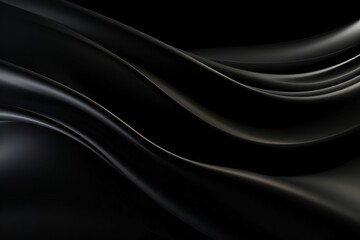 abstract black background with smooth wavy silk or satin texture