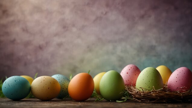 Easter eggs in the background