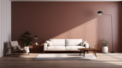 living room in earth tones with frames