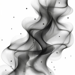 Flowing dots particles wave pattern 3D curve halftone black gradient curve shape isolated on white background. Vector in concept of technology, science, music, modern.