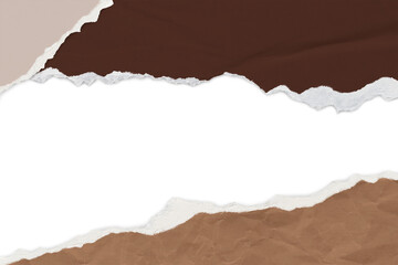 Ripped paper border frame png earth tone handmade transparent background