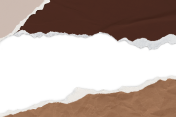 Ripped paper border frame png earth tone handmade transparent background