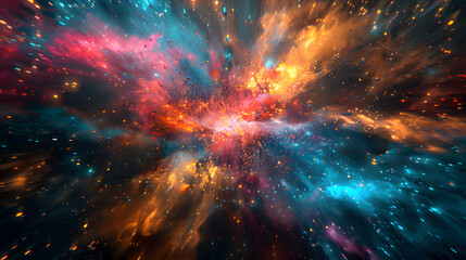 Explosions Of Color Bursting Forth Like Fireworks In The Night Sky, Filling The Darkness With Vibrant Bursts Of Energy And Light - obrazy, fototapety, plakaty