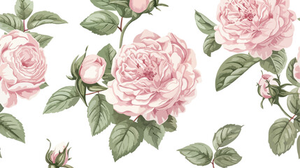 Vintage Roses Seamless Wedding Pattern. Vector Pink