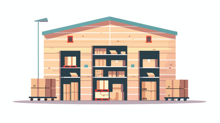 Warehouse of goods in boxes. Vector illustration