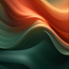 abstract background with smooth wavy lines in orange and green colors