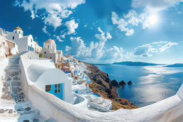 Vacation in Santorini, Greece, Generative AI - obrazy, fototapety, plakaty