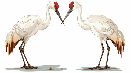 Naklejka premium Whooping Crane Birds Facing Each Other - Cartoon Vector