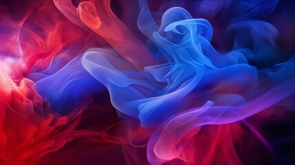 Abstract background of blue, red and purple smoke isolated on black background