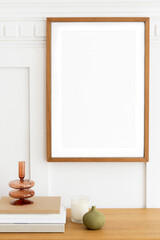 Photo frame png mockup, Japandi home decor, transparent design
