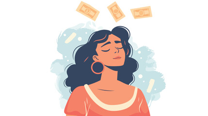 Woman has no money. Hand drawn style vector design illustration