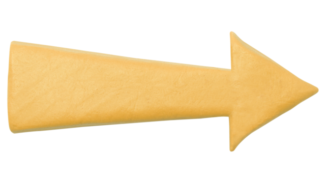 Arrow png yellow clay texture pointing right hand craft graphic for kids