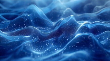 3d rendering of abstract wavy background with glowing particles in empty space