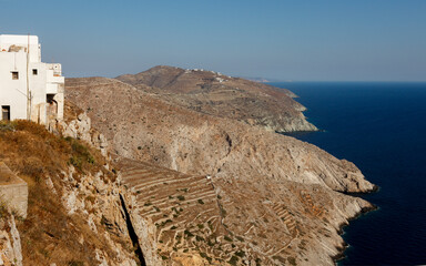 Küstenlinie von Folegandros, Kykladeninsel, Griechenland