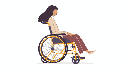 Woman in wheelchair. Hand drawn style vector design illustration