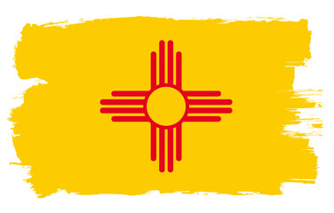 New Mexico state flag with paint brush strokes grunge texture design. Grunge United States brush stroke effect