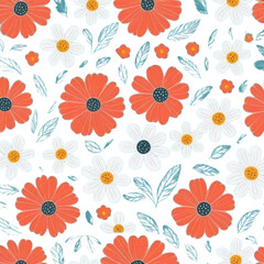 Fototapeta na wymiar seamless floral pattern on Isolated transparent background png. generated with AI