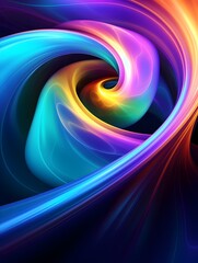 Fototapeta premium Captivating Cosmic Vortex of Vibrant Multicolor Swirls and Spiraling Energy Waves in Futuristic Digital Backdrop