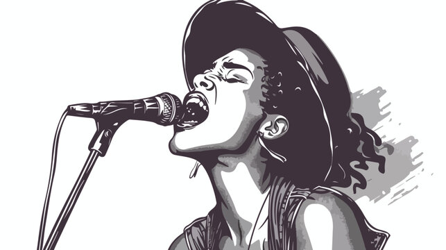 Woman Singer.Hand drawn style vector design illustration