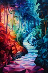 Fototapeta premium Colorful Abstract Forest Painting