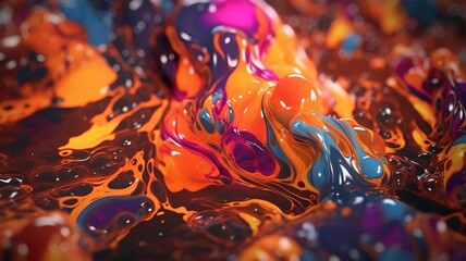 Abstract background of oil paint splashes. 3d rendering, 3d illustration.