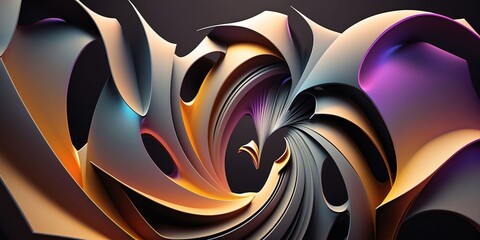 3d rendering of abstract fractal background. Creative glowing spiral.