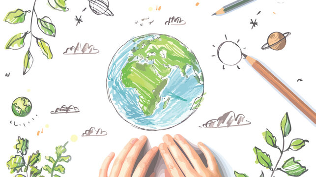 Writing note showing Earth Day. Hand drawn style Vector