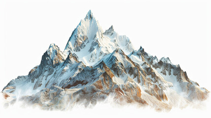 Majestic mountain peaks with snow-capped summits, cut out - obrazy, fototapety, plakaty