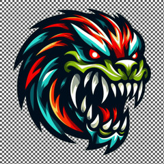 illustration of menacing monster head creature suitable for a logo esport gaming editable design available in PNG