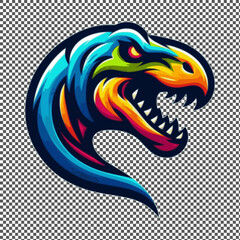 menacing dinosaur head T-Rex creature in vector style suitable for a logo esport gaming editable design available in PNG