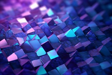 Abstract background with blue glass cubes. 3d render. Square shape.
