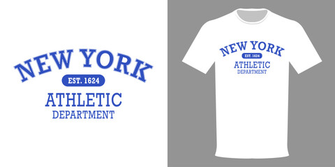 Vector illustration of New York Athletic Department t-shirt. Typographic jersey design.