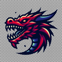 menacing red dragon creature in vector style suitable for a logo esport gaming editable design available in PNG